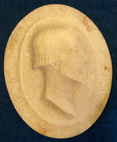 null Large oval limestone medallion showing the Count of Chambord in profile to the...