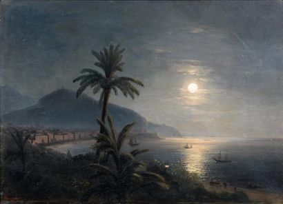 Ivan Konstantinovisch AIVAZOVSKI (1817-1900) Palerme, clair de lune sur la mer, 1874...