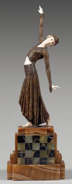 Demeter CHIPARUS (1886-1947) Danseuse Chryséléphantine, épreuve en bronze à patine...