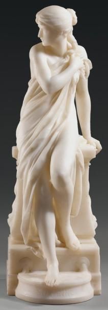 Eugène Antoine AIZELIN (1821-1902) Suzanne Statue de jeune femme au bain, en marbre...