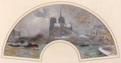 Siebe Johannes TEN CATE (1858-1908) Paris, la Seine au chevet de Notre-Dame sous...