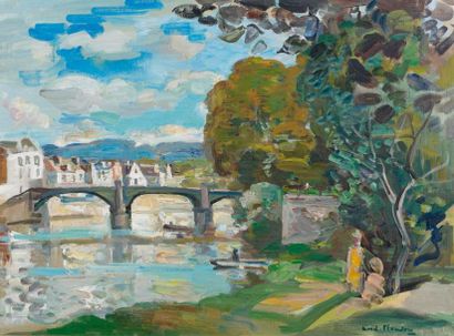 André PLANSON (1898-1981) Pont sur la rivière Huile sur toile, signée en bas vers...