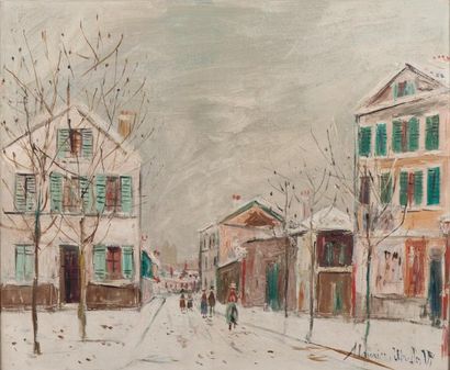 Maurice UTRILLO (1883-1955) Bourg-la-Reine sous la neige, vers 1939-1940 Huile sur...