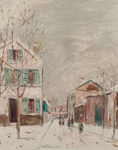 Maurice UTRILLO (1883-1955) Bourg-la-Reine sous la neige, vers 1939-1940 Huile sur...