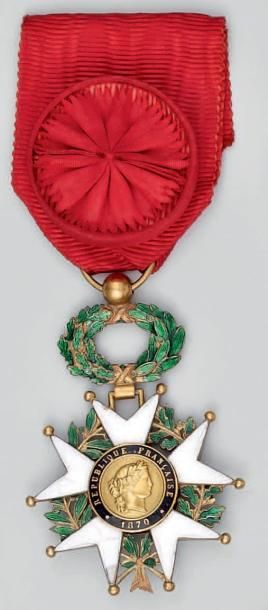 France Ordre de la Légion d'honneur, étoile d'officier en or et émail (cheveux aux...