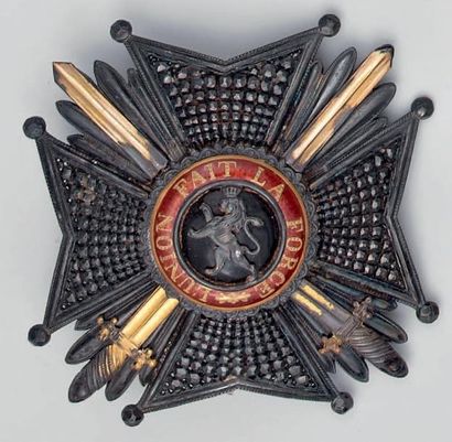 Belgique Ordre de Léopold, fondé en 1832, plaque de grand officier à titre militaire...