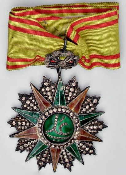 Tunisie Ordre du Nichan al Iftikhar, bijou de commandeur au chiffre d'Ali Bey (1882-1902),...