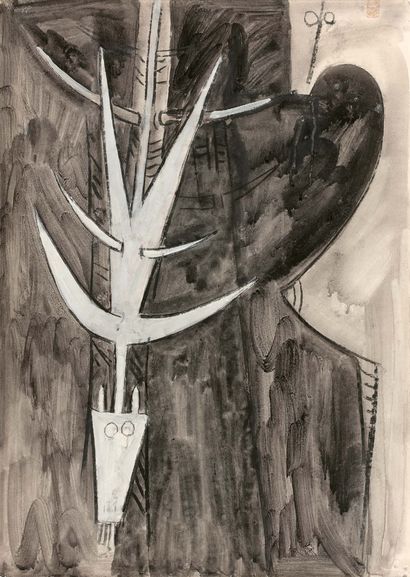 Wifredo LAM (1902-1982) Sans titre, 1961
Encre et gouache sur papier, signée et datée...