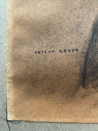 Odilon REDON (1840-1916) 
Le satyre au cynique sourire
Dessin au fusain et à l'estompe,...