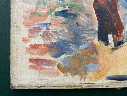 Georges Seurat (1859-1891) 
Le pêcheur, vers 1884
Huile sur panneau.
Inscrit «G....