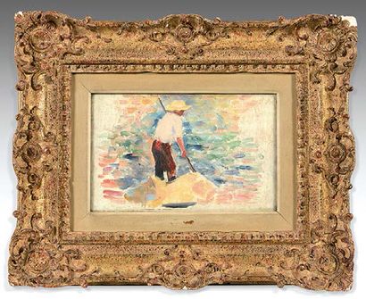 Georges Seurat (1859-1891) 
Le pêcheur, vers 1884
Huile sur panneau.
Inscrit «G....