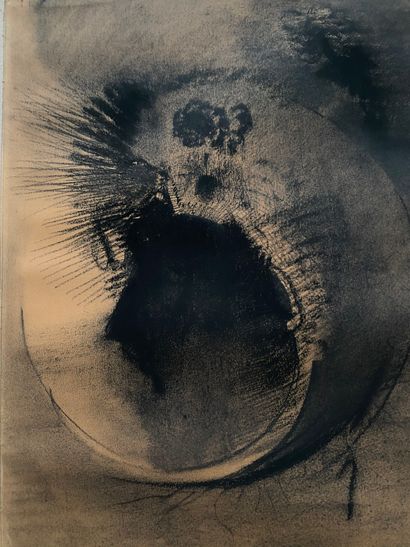 Odilon REDON (1840-1916) 
Cellular face
Charcoal and stump drawing signed with initials...