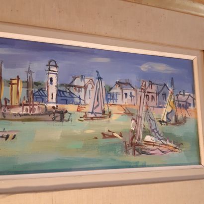 Jean DUFY (1888-1964) 
Entrance to the port of Honfleur
Oil on canvas signed lower...