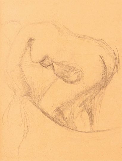Edgar DEGAS (1834-1917) 
Bathing girl with tub
Black pencil drawing and stump, stamped...