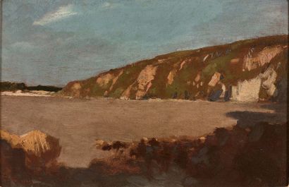 Odilon REDON (1840-1916) 
Les falaises à marée basse
Huile sur papier marouflé sur...