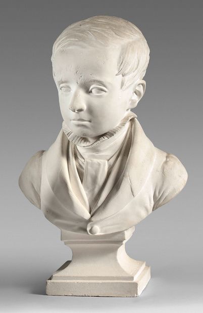 Jean-Pierre DANTAN (1800-1869) dit DANTAN le Jeune Buste d'enfant en plâtre blanc,...