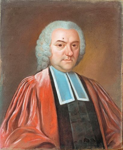 École FRANÇAISE du XVIIIe siècle Portrait d'un magistrat
Pastel.
(Accidents).
64,5...