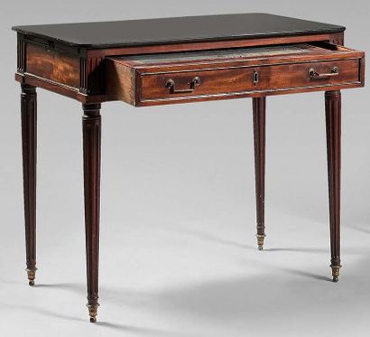 null Small mahogany veneered desk opening to a drawer forming a writing desk and...