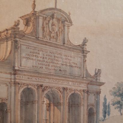 Victor Jean NICOLLE (1754-1826) La fontaine de l'Acqua
Paola au Janicule à Rome
Plume,...