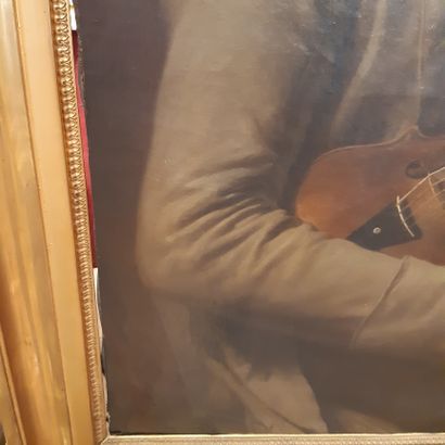 École FRANÇAISE du début du XIXe siècle Portrait d'un violoniste
Huile sur toile.
(Accidents).
92...