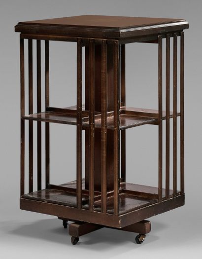 null Two-level revolving bookcase, the top inlaid with a leafy rose.
Victorian period.
Height...
