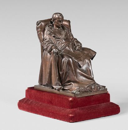 Vicenzio Vela (1820-1891) 
Napoléon à Sainte-Hélène, dans son fauteuil méditant sur...