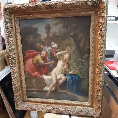École ROMAINE du XVIIIe siècle 
Suzanne et les vieillards
Huile sur toile.
67,5 x...