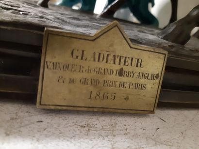 Alfred BARYE Fils (1839-1882) Gladiateur, célèbre cheval pur-sang monté par son jockey
Grande...