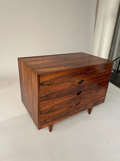 TRAVAIL SCANDINAVE Dressing table in rosewood veneer opening with a flap and two...