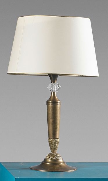 DANS LE GOÛT DE GENET ET MICHON Desk lamp in gilded metal and glass, reflector in...