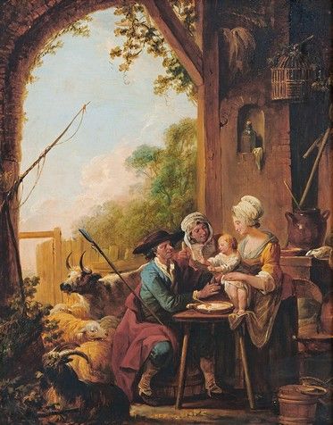 null Attribué à Johann Conrad SEEKATZ (1719-1768) Le déjeuner du paysan - Le départ...