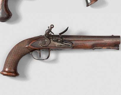 null Flintlock pistol of the gendarmerie of the King's Guard. Barrel with sides engraved...