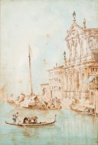  ECOLE VENITIENNE du XIXe siècle, dans le goût de Giacomo GUARDI Vue de Santa Maria...