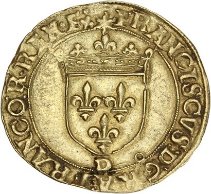 null FRANCOIS Ier (1515-1547) Ecu d or à la croisette. 3,37 g. Lyon. D. 889. TTB...
