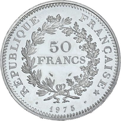 null CINQUIEME REPUBLIQUE 50 francs type Hercules. Platinum foil. 1975. 123 g. 25...