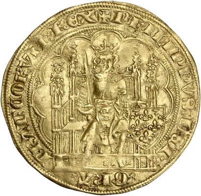 null PHILIPPE VI (1328-1350) Ecu d or à la chaise. 4,51 g. D. 249. Traces de pliure....