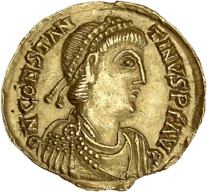 null CONSTANTIN III (408-411) Solidus. Trêves. 4,46 g. Son buste diadémé et drapé...