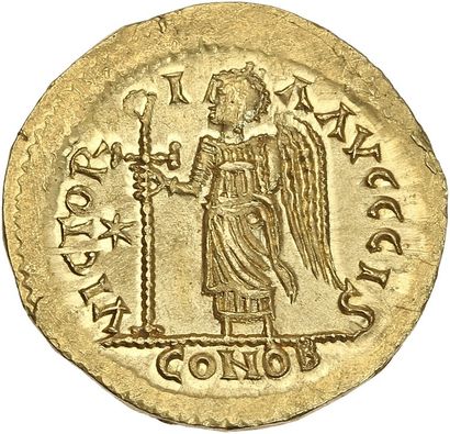 null BURGONDES : Sigismond (516-524) Solidus or au nom de Justin Ier (518-527). 4,46...