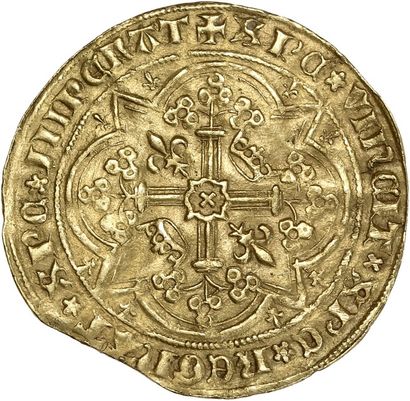 null CHARLES V (1364-1380) Franc à pied. 3,70 g. D. 360. Manque de métal. TB.