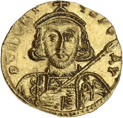null TIBERE III (698-705) Solidus. Constantinople. 4,50 g. Son buste de face drapé...