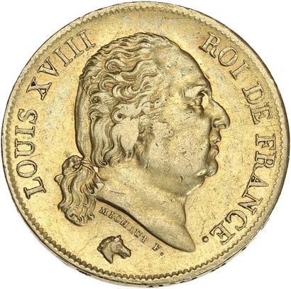 null LOUIS XVIII (1815-1824) 40 francs or. 1818. Lille. 20 francs or au buste habillé....