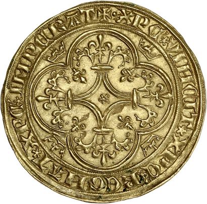 null CHARLES VI (1380-1422) Ecu d or à la couronne. 3,98 g. D. 369. Flan large. Superbe...