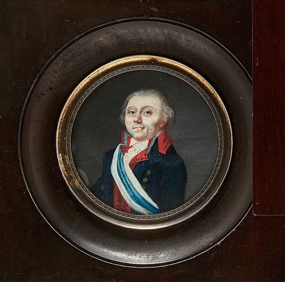 Miniature ronde sur ivoire, portrait de Jacques...