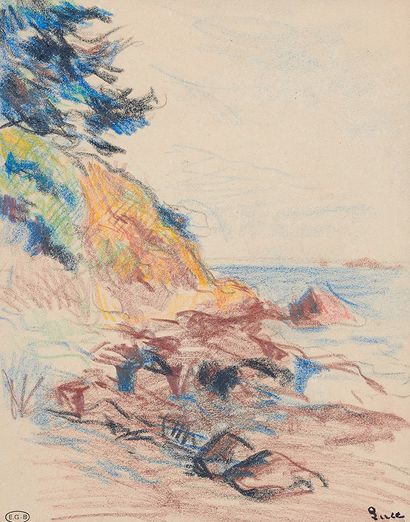 Maximilien Luce (1858-1941) Bretagne, Kermouster, l'Ile à bois, embouchure du Trieux
Dessin...