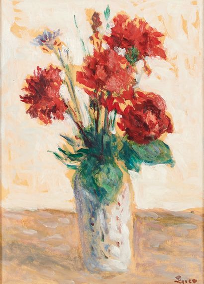 Maximilien Luce (1858-1941) Bouquet d'œillets
Huile sur papier marouflé sur toile,...