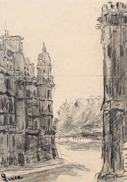 Maximilien Luce (1858-1941) Grande-Bretagne, rue de Londres, vers 1892
Dessin au...