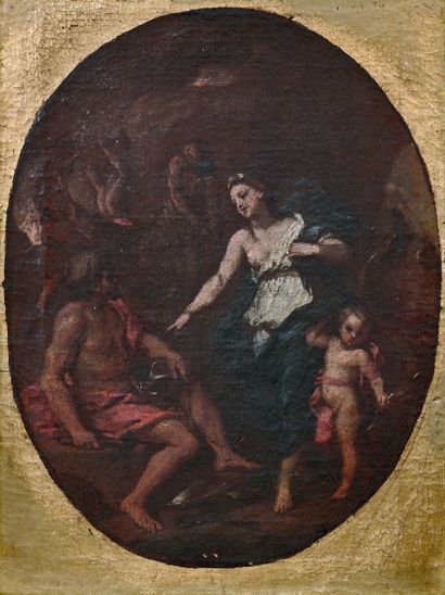 École FRANÇAISE du XVIIIe siècle Venus and Vulcan, after Louis de Boullogne Oil on...