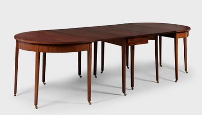 null Oval mahogany dining table with a band, a system of extensions in a table with...