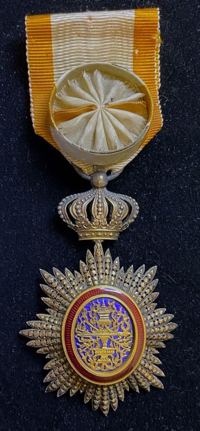 null Cambodia - Royal Order, an officer's jewel in vermeil chased with openwork diamond...