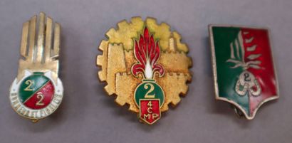 null Légion étrangère - 2e régiment étranger d'infanterie, 6 insignes : 2e R.E.I.,...